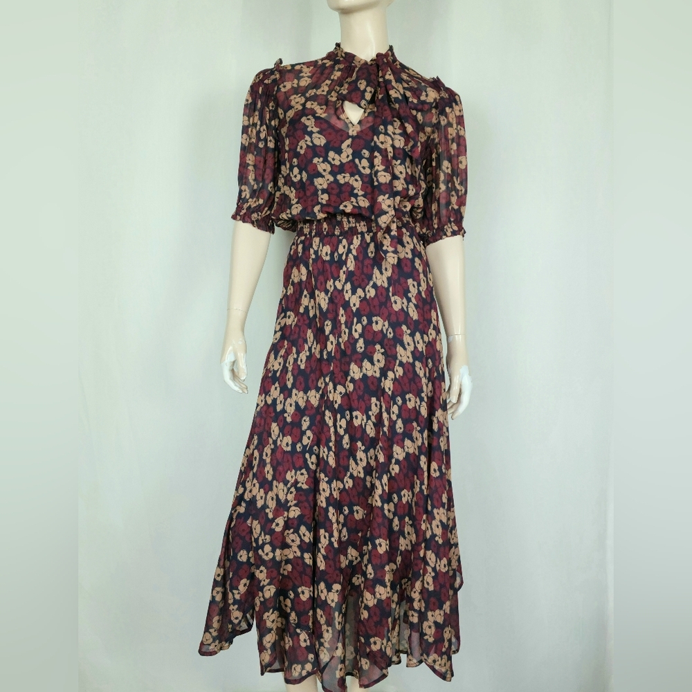 Polo Ralph Lauren Floral Tie-Neck Georgette Dress S
